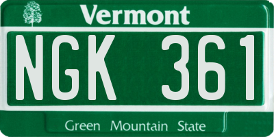 VT license plate NGK361
