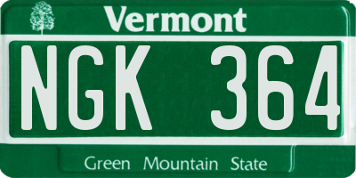 VT license plate NGK364