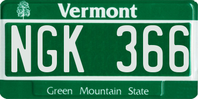 VT license plate NGK366