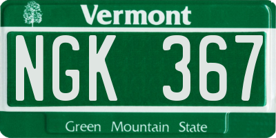VT license plate NGK367