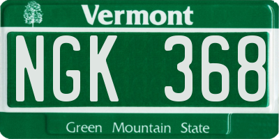 VT license plate NGK368