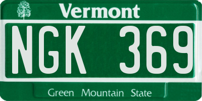 VT license plate NGK369