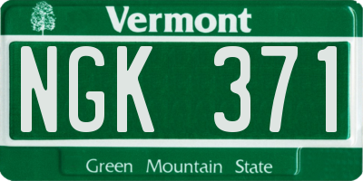VT license plate NGK371