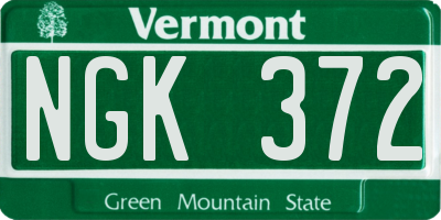VT license plate NGK372