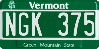 VT license plate NGK375
