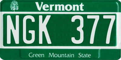 VT license plate NGK377