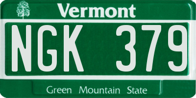 VT license plate NGK379