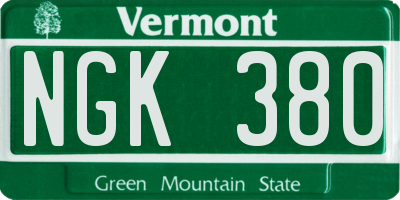 VT license plate NGK380