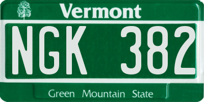 VT license plate NGK382