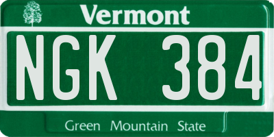 VT license plate NGK384