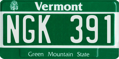 VT license plate NGK391