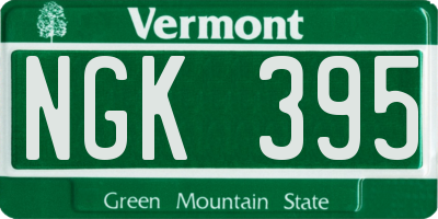 VT license plate NGK395