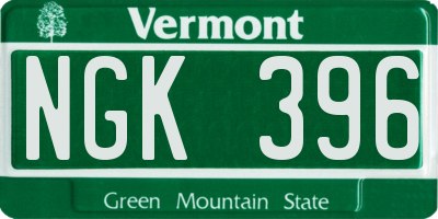 VT license plate NGK396