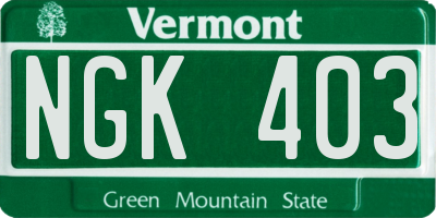VT license plate NGK403