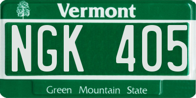 VT license plate NGK405