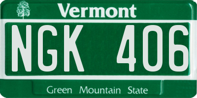 VT license plate NGK406