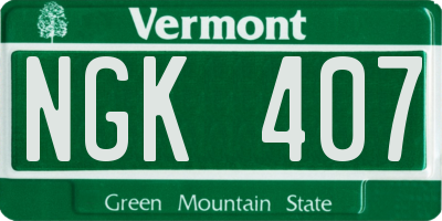 VT license plate NGK407