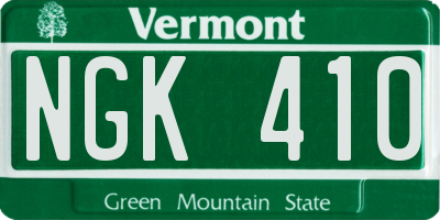 VT license plate NGK410