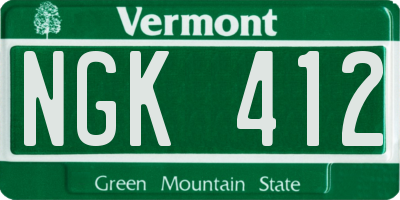 VT license plate NGK412