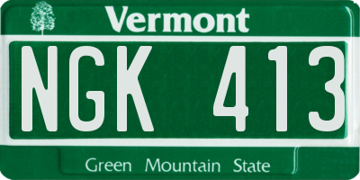 VT license plate NGK413