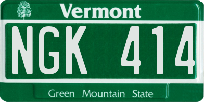 VT license plate NGK414