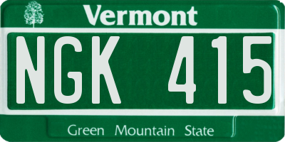VT license plate NGK415