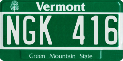 VT license plate NGK416