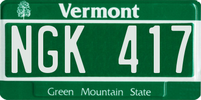 VT license plate NGK417