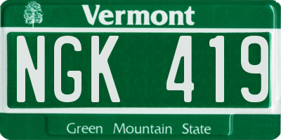 VT license plate NGK419
