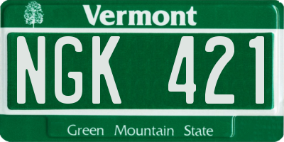 VT license plate NGK421