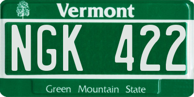 VT license plate NGK422