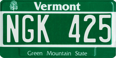 VT license plate NGK425