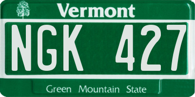 VT license plate NGK427