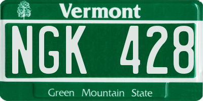 VT license plate NGK428