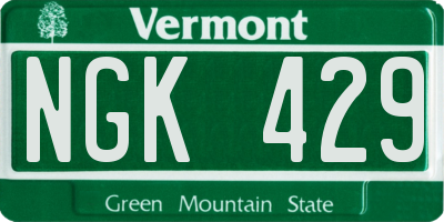 VT license plate NGK429