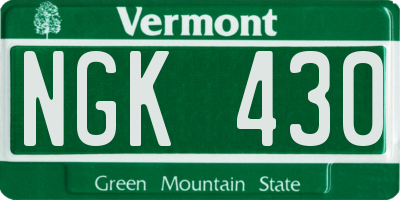 VT license plate NGK430