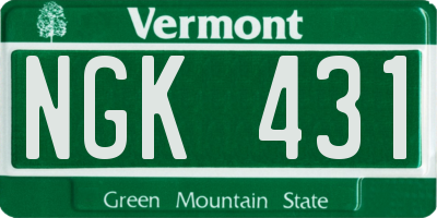 VT license plate NGK431