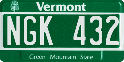 VT license plate NGK432