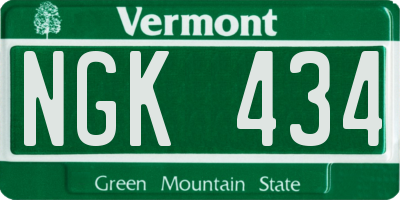 VT license plate NGK434