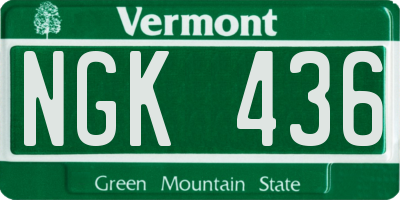 VT license plate NGK436