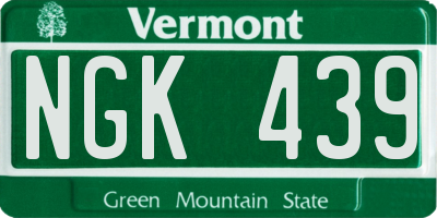 VT license plate NGK439