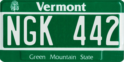 VT license plate NGK442