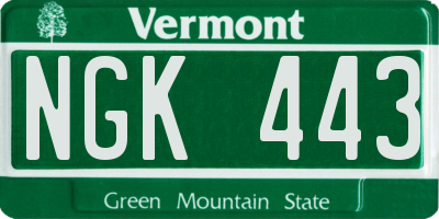 VT license plate NGK443