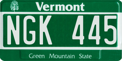 VT license plate NGK445