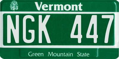 VT license plate NGK447