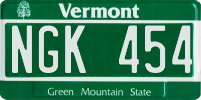VT license plate NGK454
