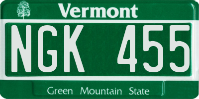 VT license plate NGK455