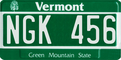 VT license plate NGK456