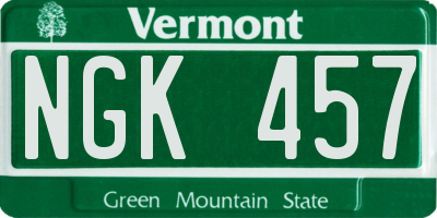 VT license plate NGK457