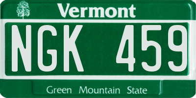 VT license plate NGK459